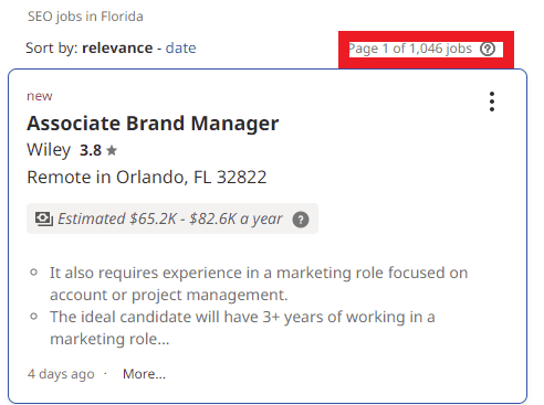 SEO Courses in Cape Coral - Job Statistics