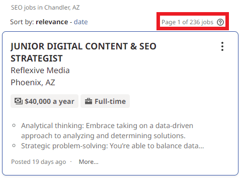 SEO Courses in Chandler - Job Statistics