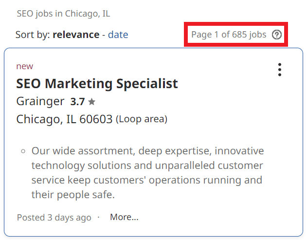 SEO Courses in Chicago - Job Statistics
