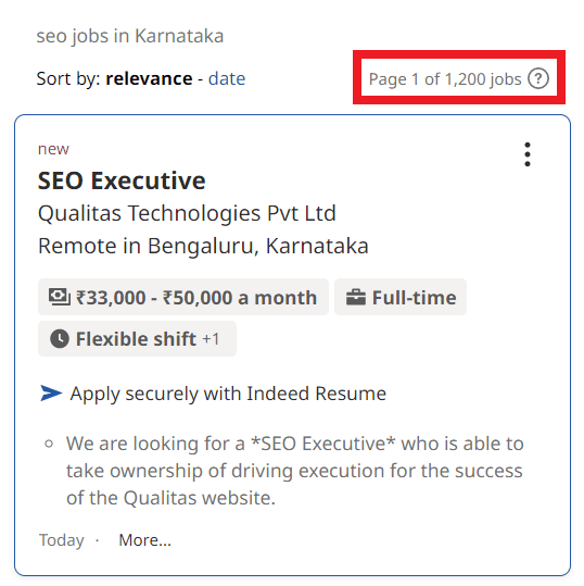 SEO Courses in Chikmagalur - Job Statistics