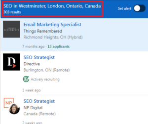 SEO Courses in City of Westminster - Job Statistics