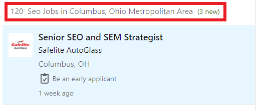SEO Courses in Columbus - Job Statistics