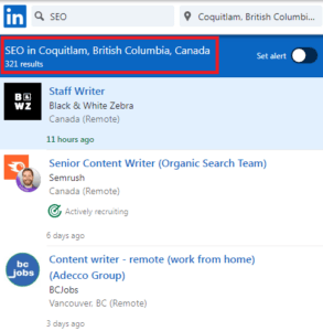 SEO Courses in Coquitlam - Job Statistics