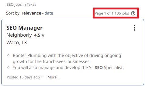 SEO Courses in Corpus Christi - Job Statistics 