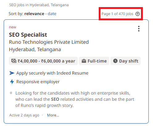 SEO Courses in Cuttack- Job statistics