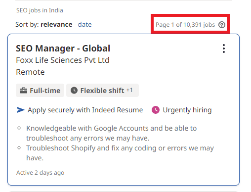 SEO courses in Da Nang- Job statistics