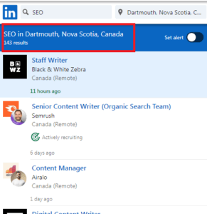 SEO Courses in Dartmouth - Job Statistics