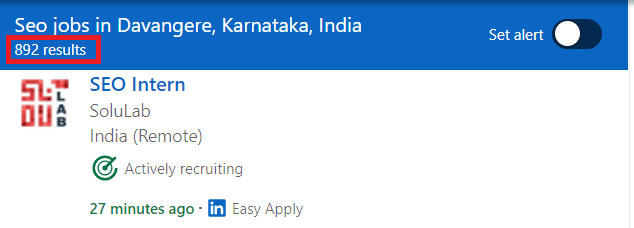 SEO Courses in Davangere - Job Statistics