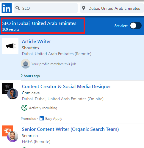 SEO Courses in Dubai - Job Statistics