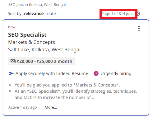 SEO Courses in Durgapur - Job Statistics