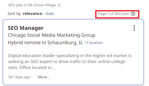 SEO Courses in Elk Grove - Job Statistics