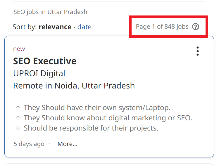 SEO Courses in Farrukhabad - Job Statistics