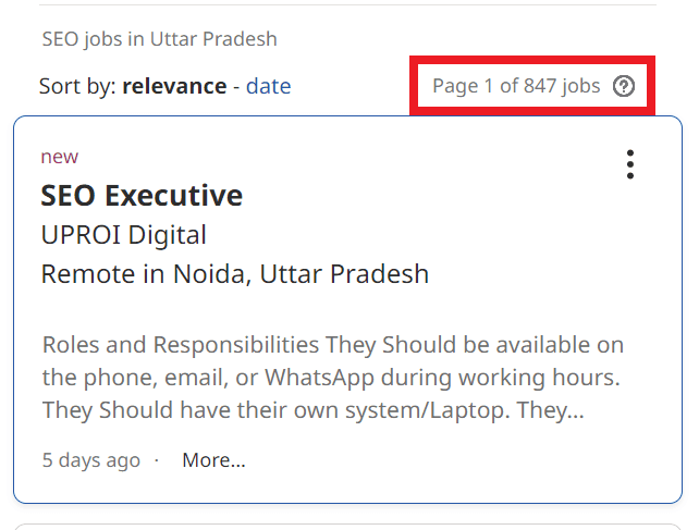 SEO Courses in Fatehpur - Job Statistics