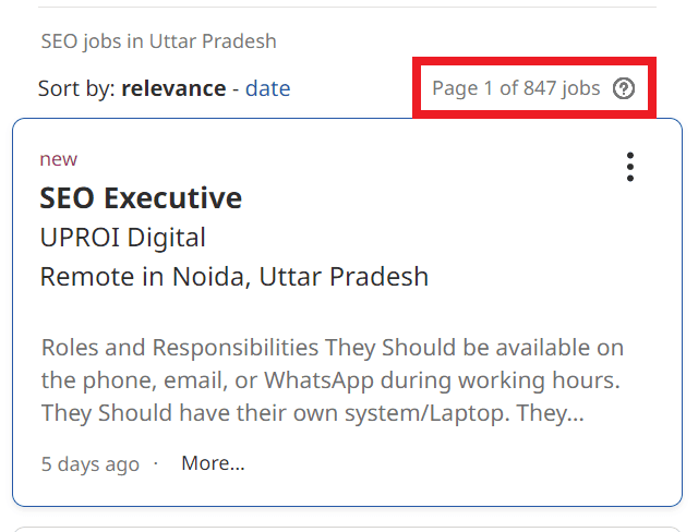 SEO Courses in Firozabad - Job Statistics