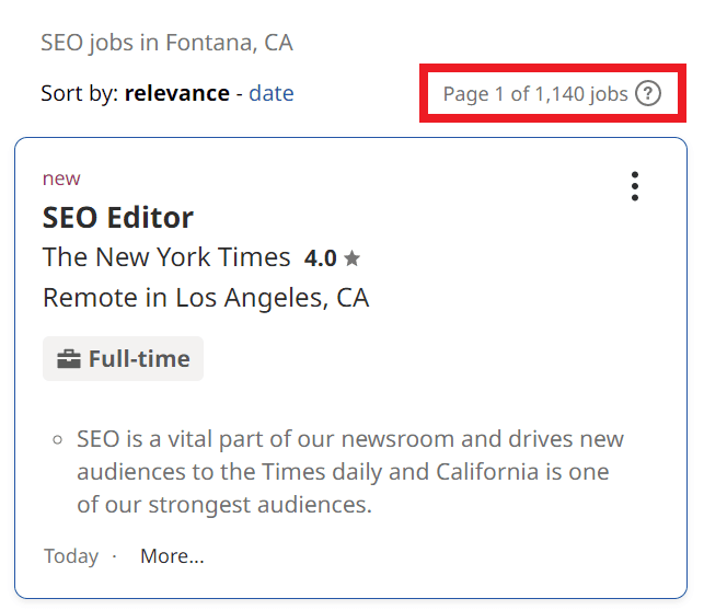 SEO Courses in Fontana - Job Statistics