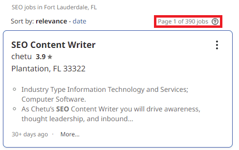 SEO Courses in Fort Lauderdale- Job Statistics