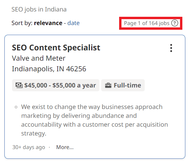 SEO Courses in Fort Wayne - Job Statistics