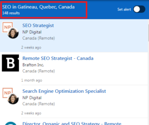 SEO Courses in Gatineau - Job Statistics