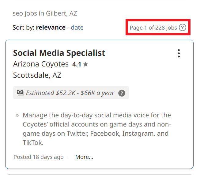 SEO Courses in Gilbert - Job Statistics