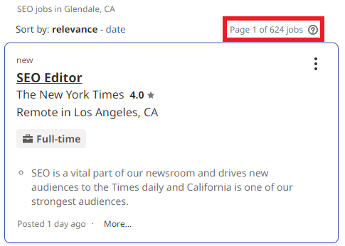 SEO Courses in Glendale - Job Statistics