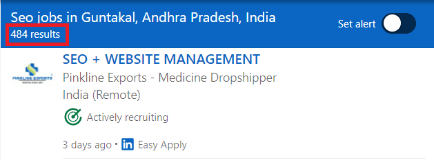 SEO Courses in Guntakal Junction - Job Statistics