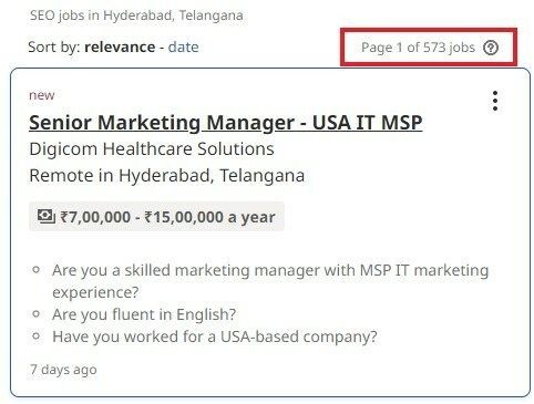 Seo Courses in Guntur- Job Statistics