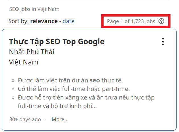 SEO Courses in Haiphong - Job Statistics