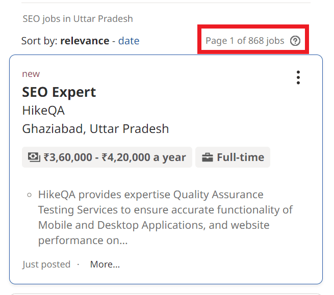 SEO Courses in Hapur - Job Statistics