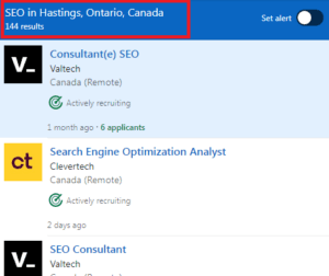 SEO Courses in Hastings - Job Statistics