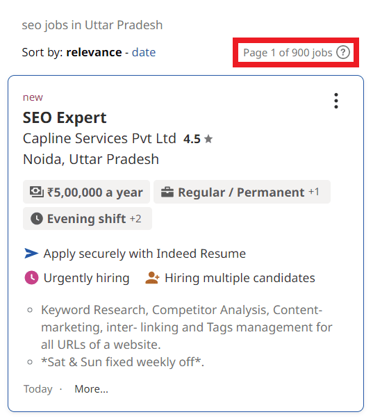 SEO Courses in Hathras - Job Statistics