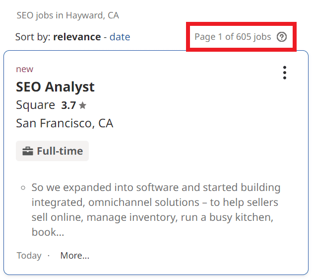 SEO Courses in Hayward - Job Statistics