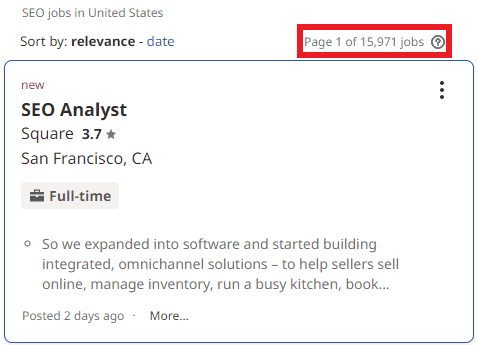 SEO Courses in Honolulu - Job Statistics