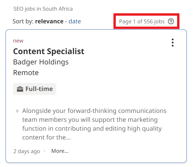 SEO Courses in Ilorin - Job Statistics