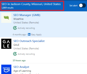 SEO Courses in Jackson - Job Statistics