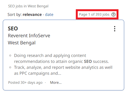 SEO Courses in Jaigaon - Job Statistics