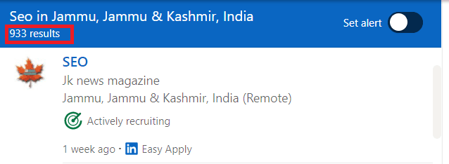 SEO Courses in Jammu - Job Statistics