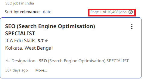 SEO Courses in Jamshedpur - Job Statistics