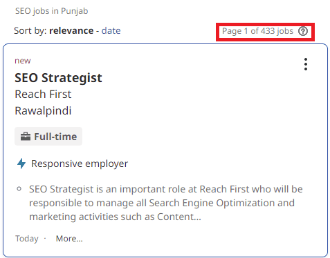 SEO Courses in Jhelum - Job Statistics