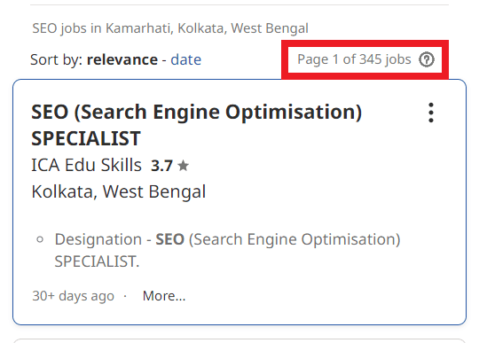 SEO Courses in Kamarhati - Job Statistics
