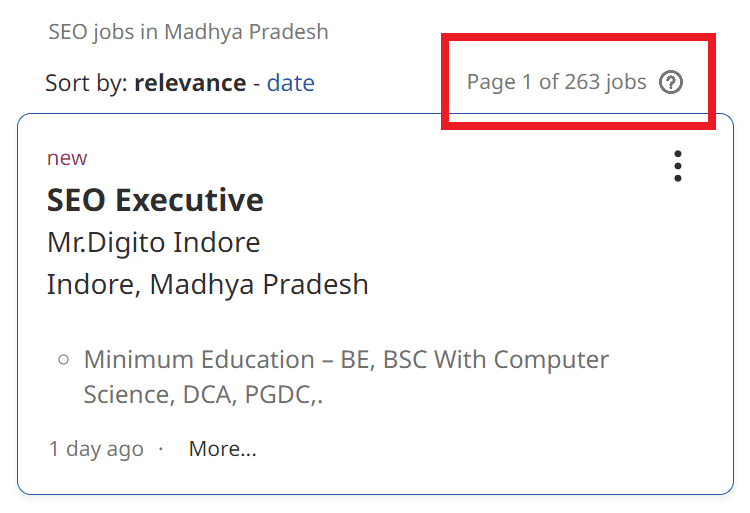 SEO Courses in Khandwa - Job Statistics