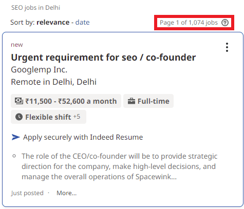 SEO Courses in Khanpur - Job Statistics 