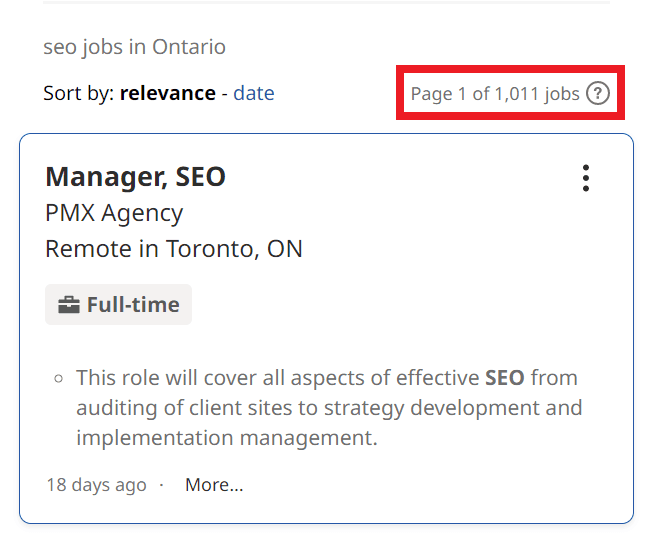 SEO Courses in Kingston - Job Statistics