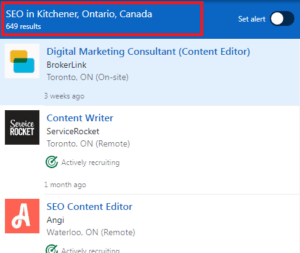 SEO Courses in Kitchener - Job Statistics