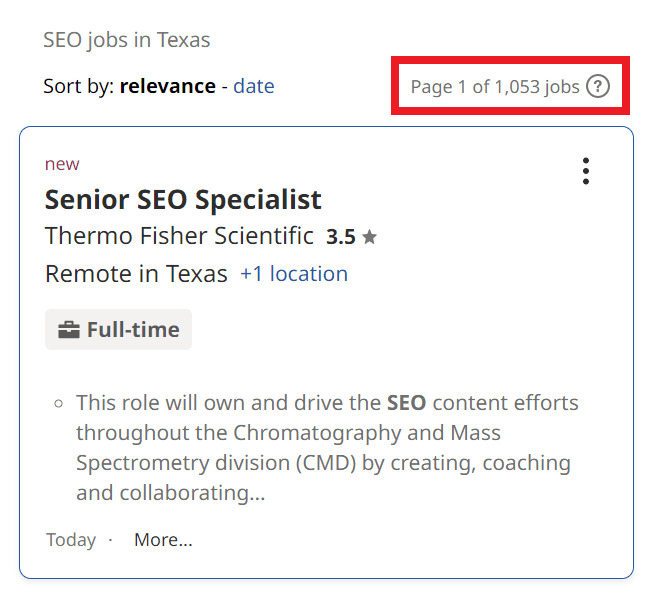 SEO Courses in Laredo - Job Statistics