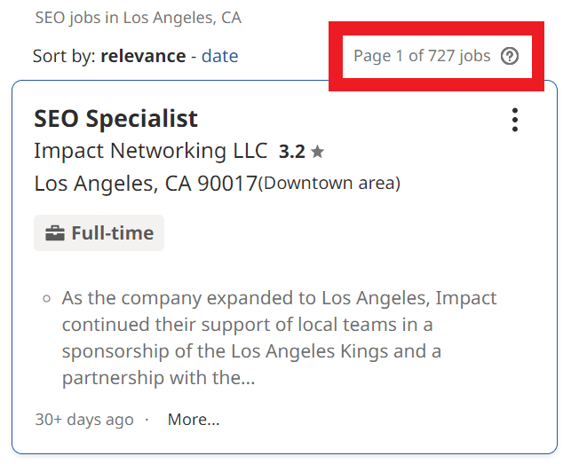 SEO Courses in Los Angeles- Job Statistics