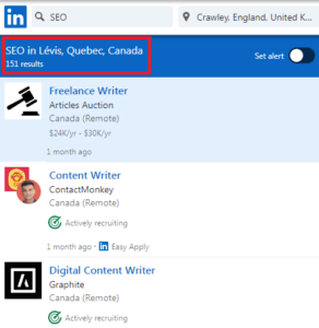 SEO Courses in Levis - Job Statistics