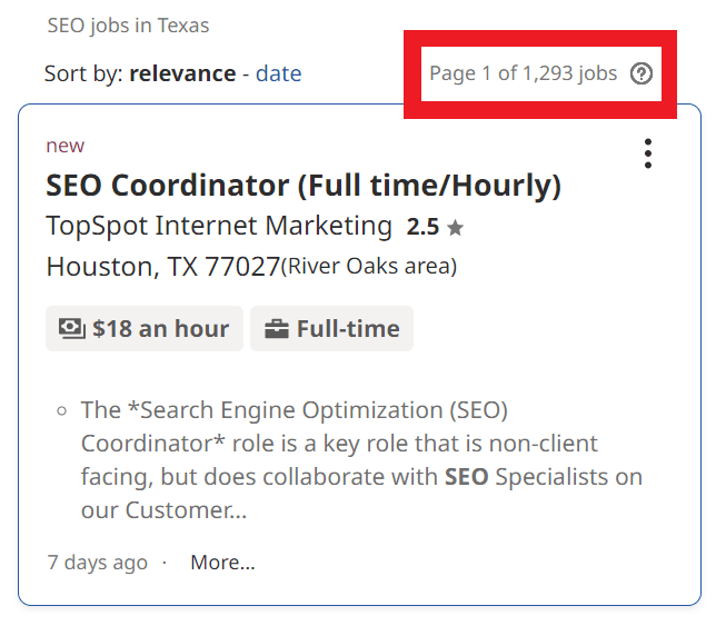 SEO Courses in Little Rock - Job Statistics