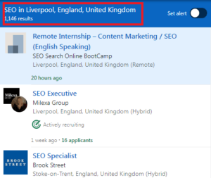 SEO Courses in Liverpool - Job Statistics