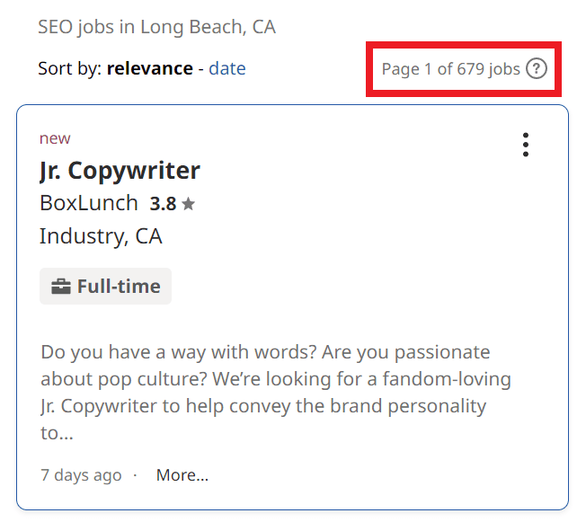 SEO Courses in Long Beach - Job Statistics