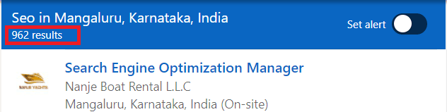 SEO Courses in Mangalore - Job Statistics